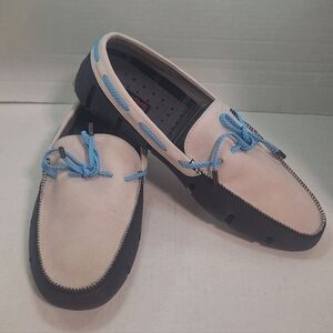 SWIMS Braided Lace Lux Loafer Driver Nubuck- Navy/Alloy Size 9 - Brand New